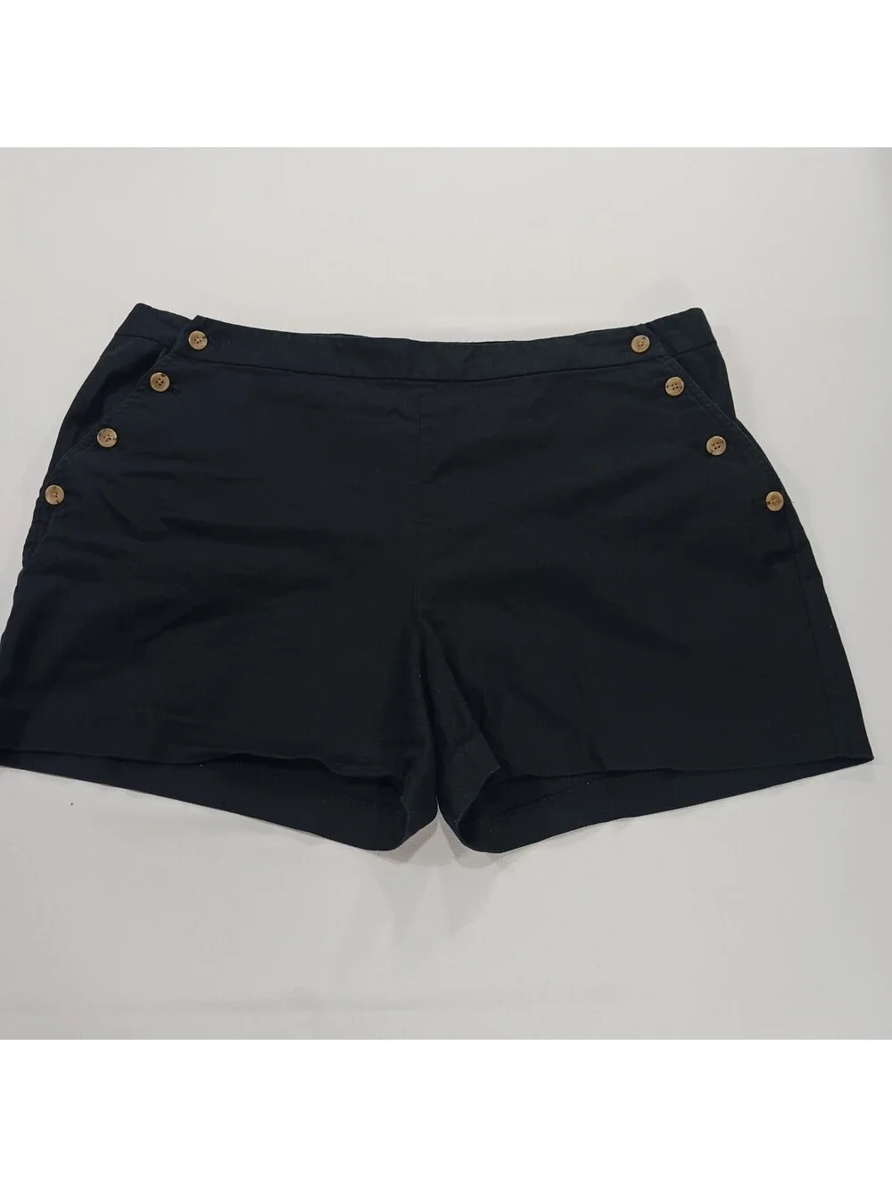 Banana Republic 491832-00 Women's Black Side Buttons Shorts Size 18 (40×4)